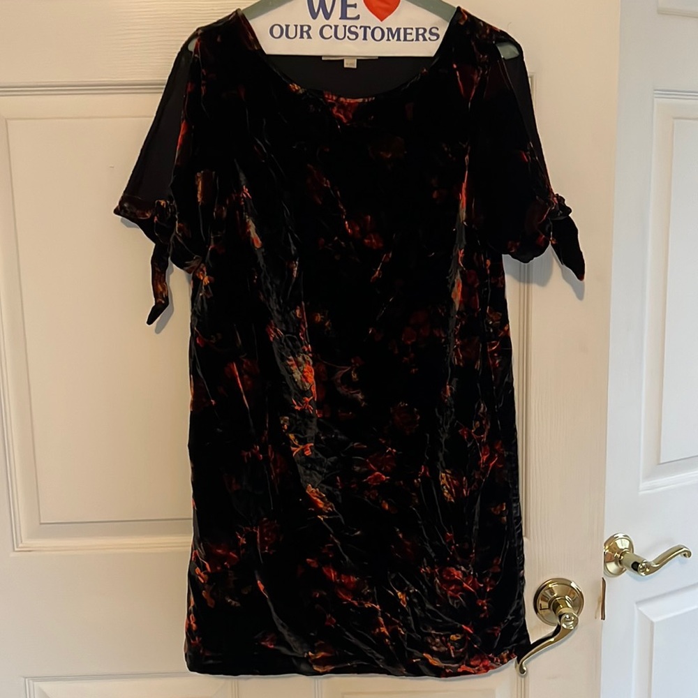 Open sleeve velvet dress